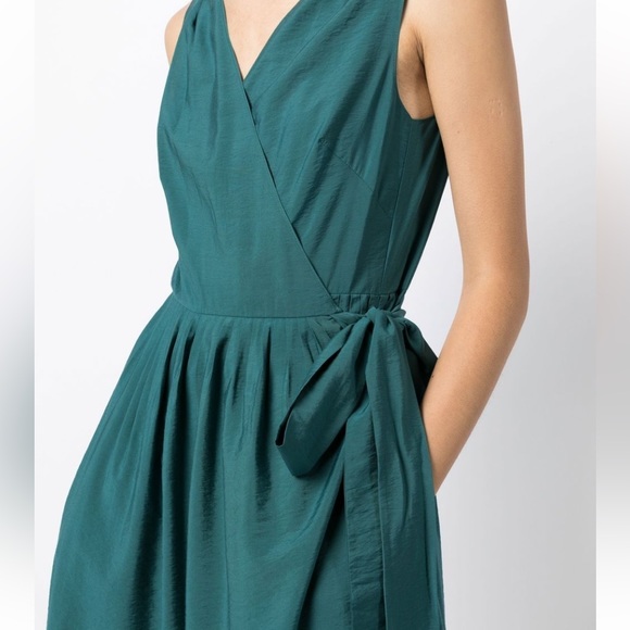 NWT VINCE Teal Sleeveless Midi Wrap Dress - Picture 4 of 10